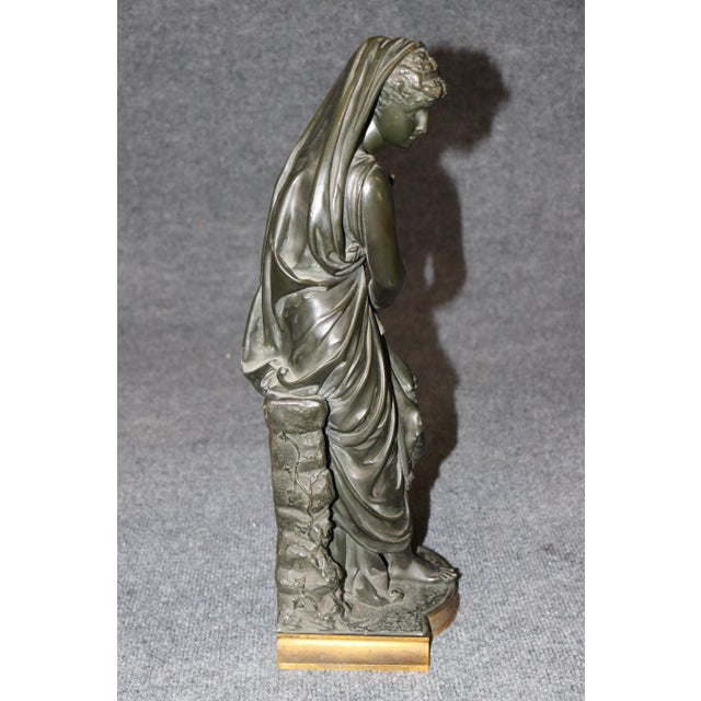 Stone 19th-C Neoclassical Bronze Figural Sculpture of a Draped Woman by Maclean For Sale - Image 7 of 12