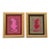 Cleo Plowden Tiger and Leopard Minimalism Folk Art Mauve Green Pink Original Oil Paintings - Set of 2 For Sale