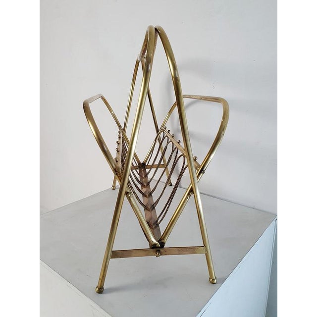 1970s Midcentury Brass Magazine Rack, Italy, 1970s For Sale - Image 5 of 10