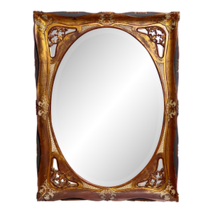 Italian Baroque Carved Giltwood and Paint Decorated Beveled Rectangular Mirror, 1920s