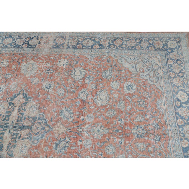 Gorgeous Antique Tribal Rug – Soft Coral & Dusty Blue Palette Rug for Floor -8'' 5'' X 11' 9'' For Sale - Image 10 of 12