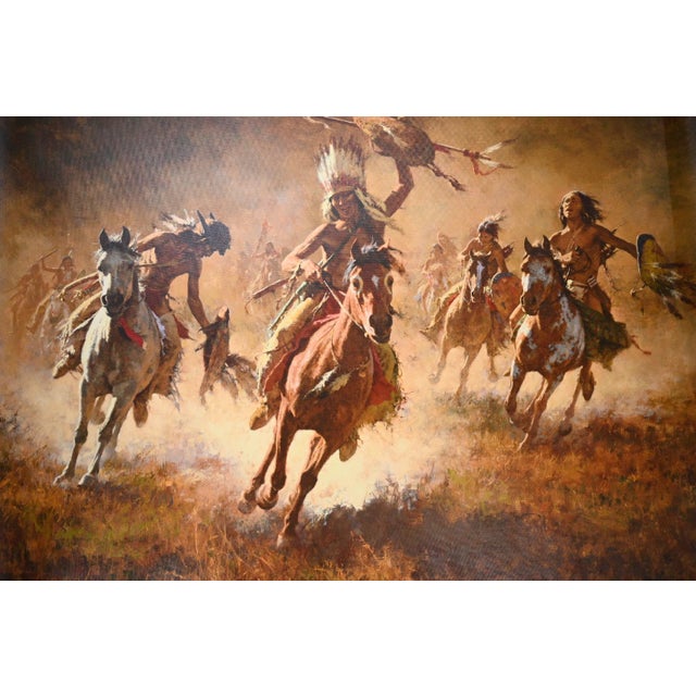 American Howard Terpning “Mystic Power of the War Shield” Signed Limited Edition MasterWork Giclée Canvas, 12/55 For Sale - Image 3 of 10