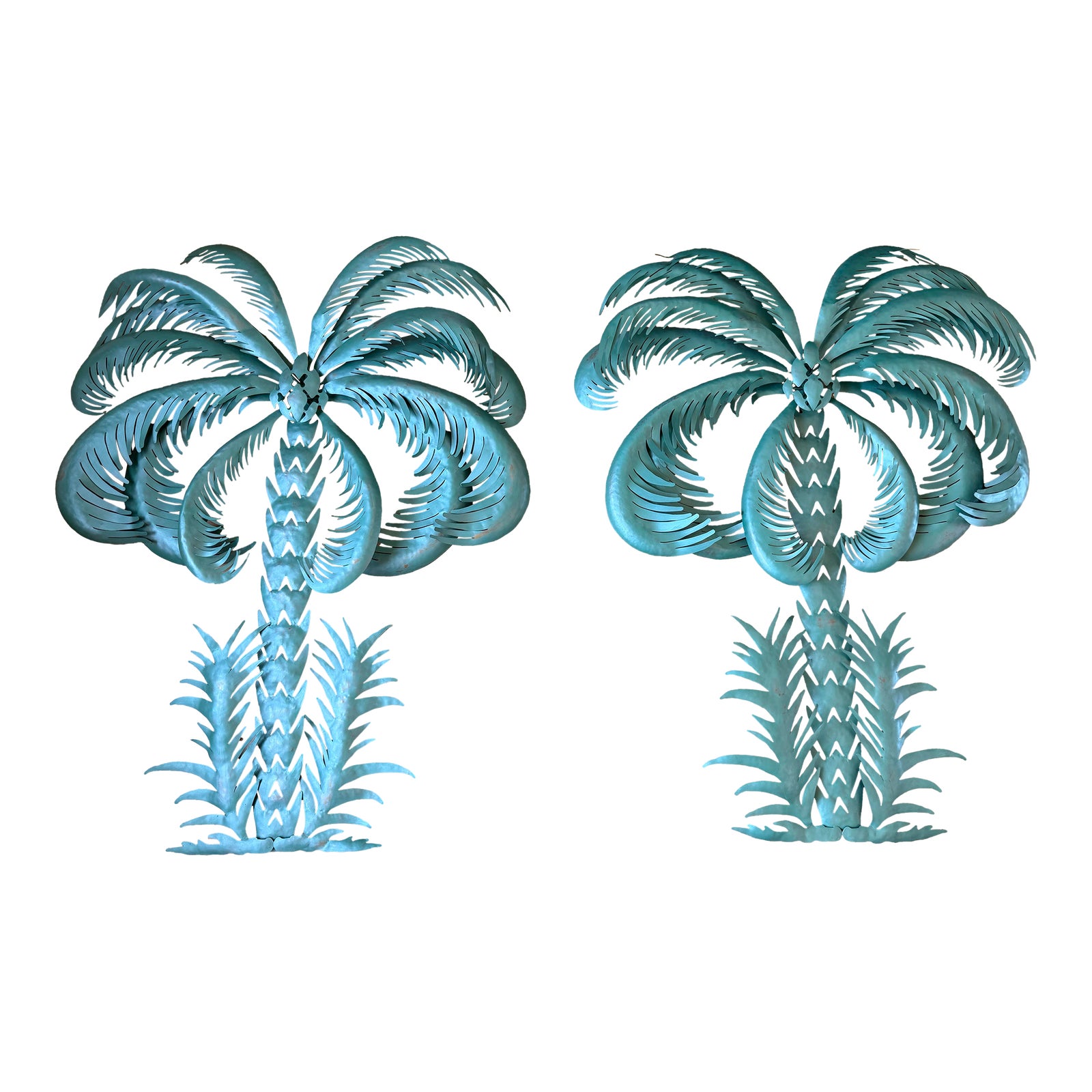 1980 Vintage Metal Palm Trees - A Pair | Chairish