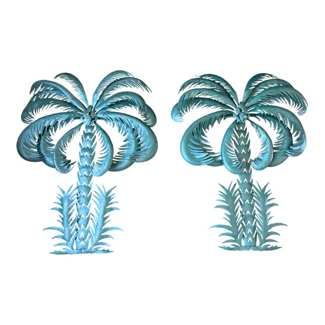 1980 Vintage Metal Palm Trees - A Pair For Sale