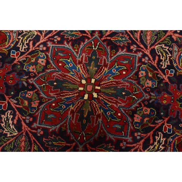 Red Heriz Rug 8’2” X 10’11” Red Wool Vintage Traditional Hand-Knotted Carpet For Sale - Image 8 of 15