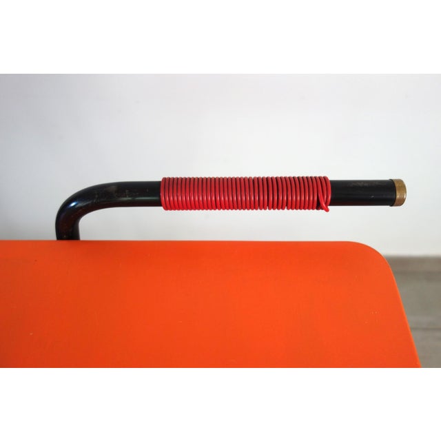Black Vintage Orange Perforated Metal Serving Cart, 1950s For Sale - Image 8 of 13