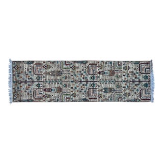 Hand-Knotted Tree of Life Willow Runner on Wool Ground, 2'10" X 9'7" For Sale