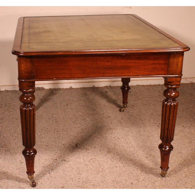 Wood 19th Century English Mahogany Partner Desk For Sale - Image 7 of 12