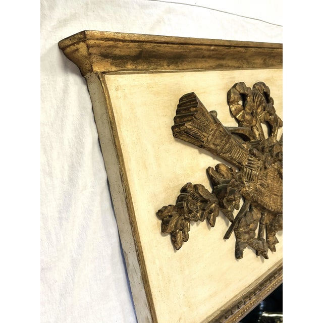 Early 1900's Gilt Wood Trumeau Mirror With Floral Basket Relief Made in Italy For Sale - Image 9 of 13