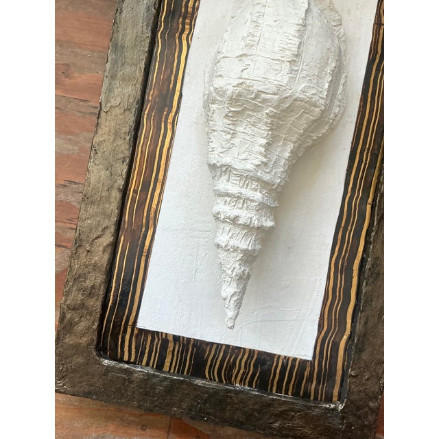 Early 21st Century Vintage Boho Artisan Hand Painted Paper Mache Shell Wall Sculpture For Sale - Image 5 of 6