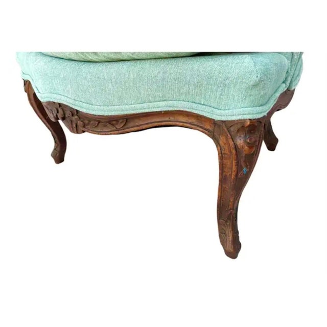 Turquoise Louis XV Bergère Chair 18th Century For Sale - Image 8 of 9