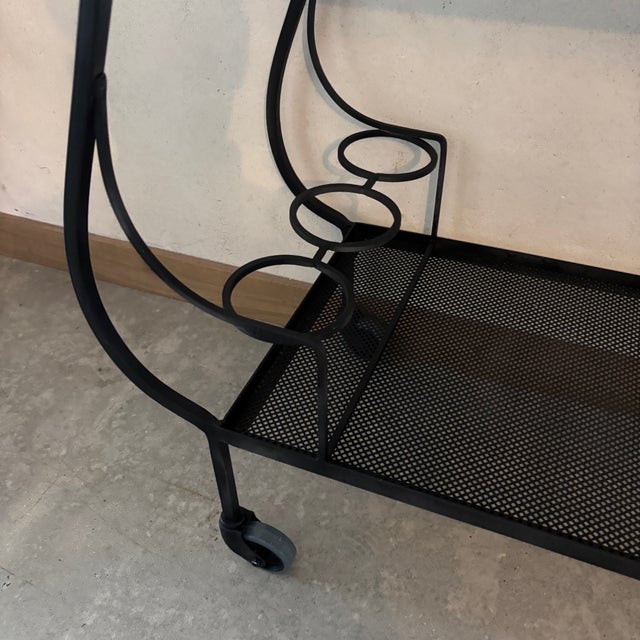 Black Serving Bar Cart in Perforated Sheet Metal For Sale - Image 4 of 6