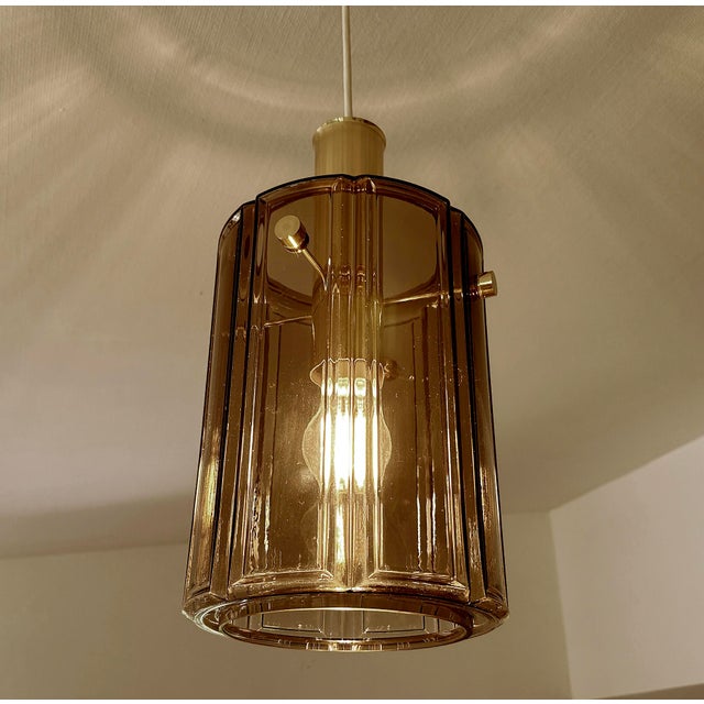 Gold Vintage Pendant Lights in Glass from Glashütte Limburg, 1970s, Set of 2 For Sale - Image 8 of 18