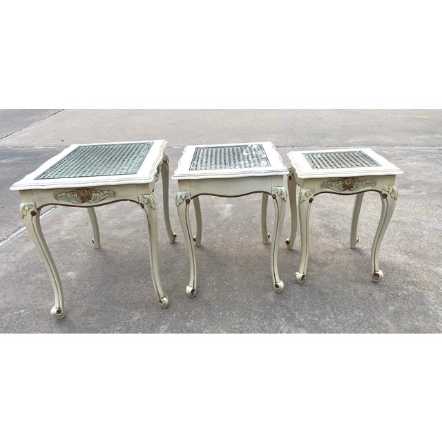 Wood Vintage French Provincial Nesting Tables - Set of 4 For Sale - Image 7 of 9