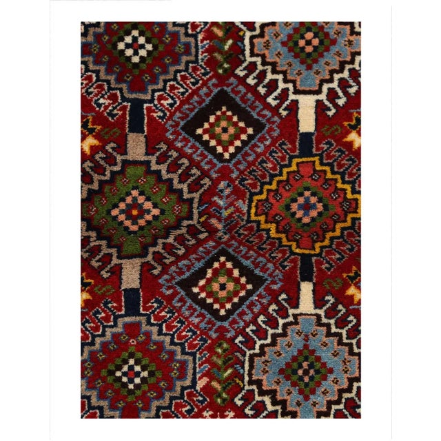 The pile used in Yalameh rugs is very fine, particularly in comparison to other tribal designs, using soft wool based on a...