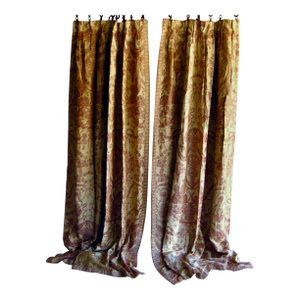 Large Pair of Sphingi Eggplant Fortuny Curtains