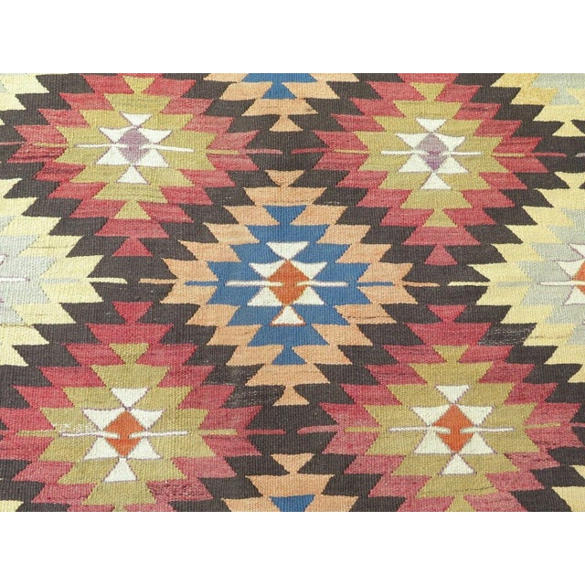 1960s Vintage Turkish Handmade Kilim Rug - 63"x136" For Sale - Image 4 of 13