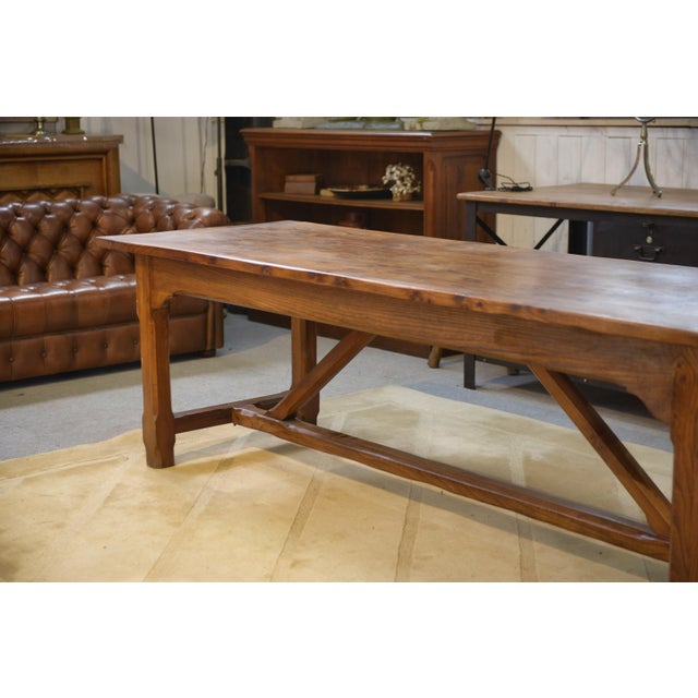 Wood Large Elm Farmhouse Table, 1950s For Sale - Image 7 of 15