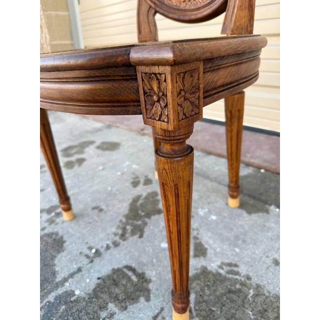 Early 20th Century Early 20th Century Set of 4 Vintage Louis XVI Style Cane Back & Seat Dining Chairs For Sale - Image 5 of 11