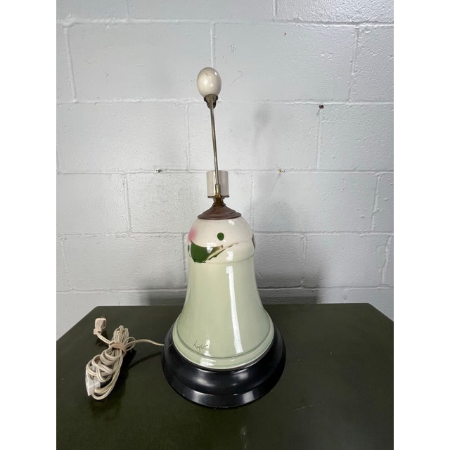 Vintage Hand-Painted Studio Pottery Ceramic Table Lamp With Abstract Motif For Sale - Image 4 of 9