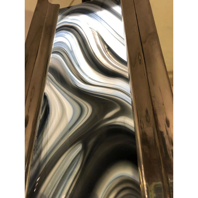 1940s Art Deco Chrome and Art Glass Pendant Chandelier For Sale - Image 4 of 12