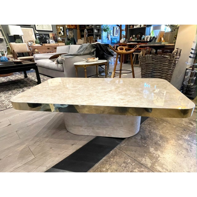 Vintage Faux Marble Vinyl Coffee Table For Sale - Image 4 of 13