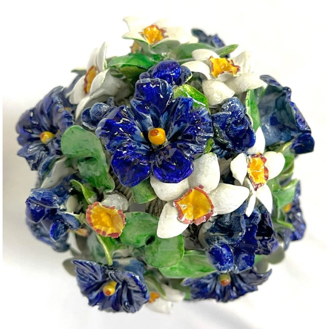 Mid 20th Century Vintage Italian Majolica Floral Topiary For Sale - Image 5 of 12