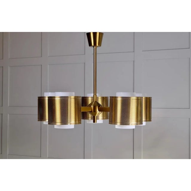 Brass Ceiling Lamp attributed to Holger Johansson, Sweden, 1960s For Sale - Image 4 of 11