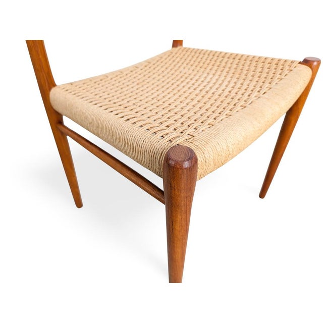 Beige Model 75 Chairs in Teak by Niels Otto Møller for J. L. Møllers, Set of 4 For Sale - Image 8 of 12