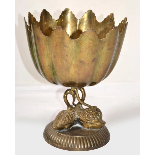 Vintage Cast Heavy Bronze 2 Swans Compote or Pedestal Bowl. The handmade design is wonderful example of Victorian and...