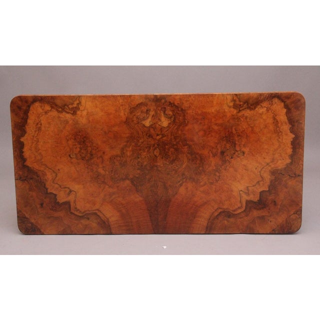 Wood 19th Century Burr Walnut Library Table, 1860 For Sale - Image 7 of 12
