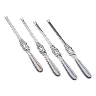 Sterling Silver Lobster Forks by Johan Rohde for Georg Jensen, 1940s, Set of 4 For Sale
