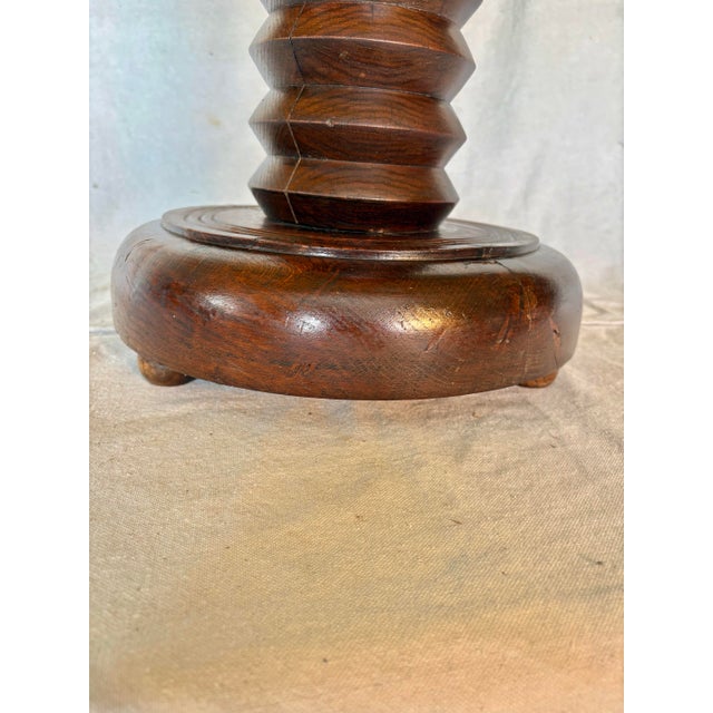 Wood 20th Century French Walnut Pedestal Side Table in the Style of Charles Dudouyt For Sale - Image 7 of 14
