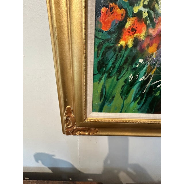 Textile Large Original Painting of Flowers in a Garden by French Artist M. Journod For Sale - Image 7 of 12