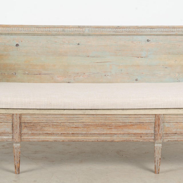 Early 19th Century Swedish Original Painted Gustavian Narrow Bench For Sale - Image 11 of 17