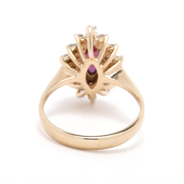 Stones: ruby, 1 stone marquise 6.75 x 3.75 mm approximately .50 carat diamonds single cut / round brilliant 1.5 mm...