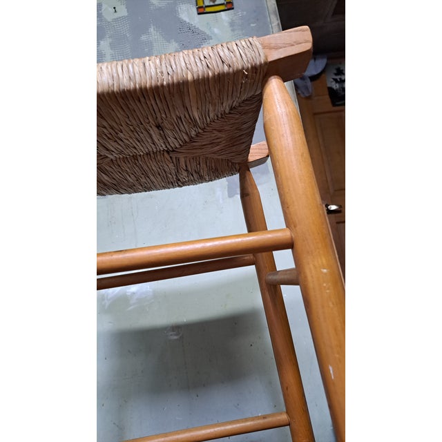 Mid Century Modern 1960s Rush Tall Wood Stool Birch For Sale - Image 4 of 9