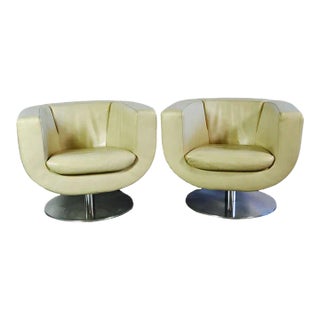Pair of Jeffrey Bernett B&b Italia White Leather Chairs For Sale