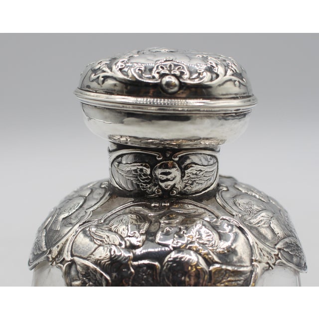 Metal 1898 English Sterling Silver and Blown Glass Scent Bottle For Sale - Image 7 of 8