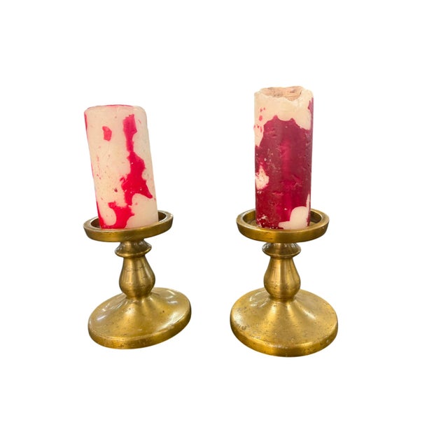 Vintage Metal Candlestick Pair For Sale - Image 9 of 10
