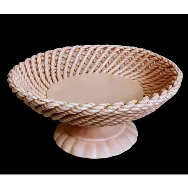 French Provincial Vintage 1950s French Rose Glazed Earthenware Centerpiece Bowl For Sale - Image 3 of 13