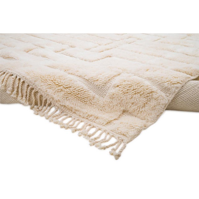 Layered Geometric Hand-Knotted Oversize Wool Rug | 13'6" X 9'1" | One of a Kind For Sale - Image 9 of 10