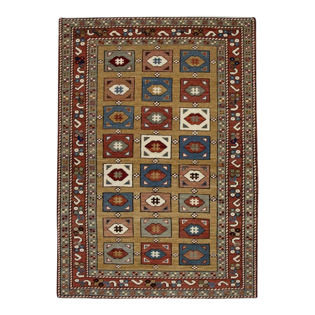 1960s Red Multicolor Vintage Turkish Rug 3'5" X 5'4" For Sale