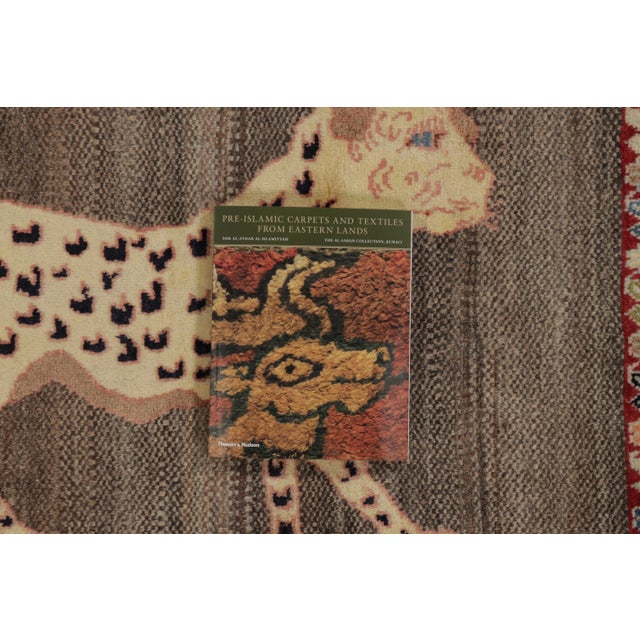 Beige Vintage Gabbeh Pictorial Wool Runner With Tiger Pictorial by Rug & Kilim, 1950-1959 For Sale - Image 8 of 9