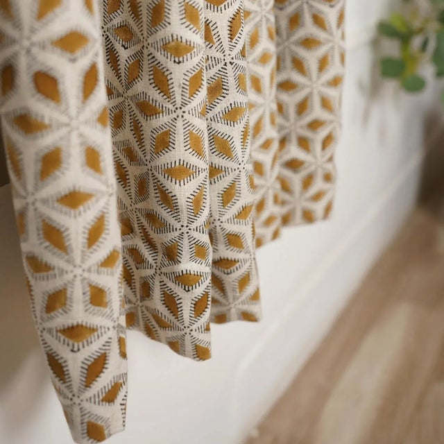 Textile Fabdivine Block Print Viscose Coloured Linen Ring Curtain Shatkon Size- 54"Wx63"L For Sale - Image 7 of 7