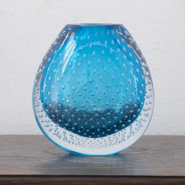 Turquoise Cuffed Murano Glass Vase from Nasonmoretti, Italy For Sale - Image 7 of 13