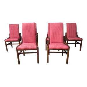 Vintage Set of Six Henredon Scene One Campaign Dining Chairs