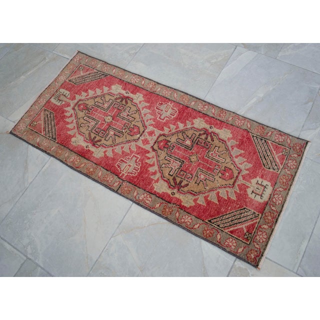 Hand Knotted Door Mat, Entryway Rug, Bath Mat, Kitchen Decor, Small Rug, Turkish Rug - 1′8″ × 3′8″ For Sale - Image 10 of 13