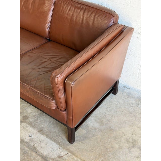 Damgaardens Møbler Brown Leather Loveseat Danish Mid-Century Modern 1970s For Sale In Los Angeles - Image 6 of 13