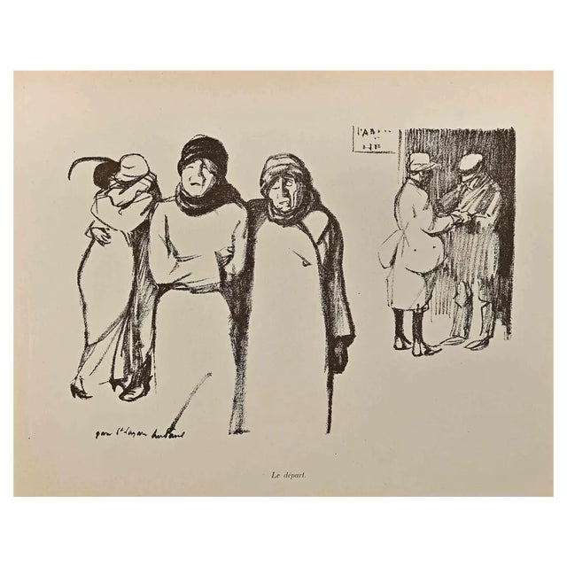 Hermann Paul, Le Départ, Original Lithograph, Early 20th Century For Sale